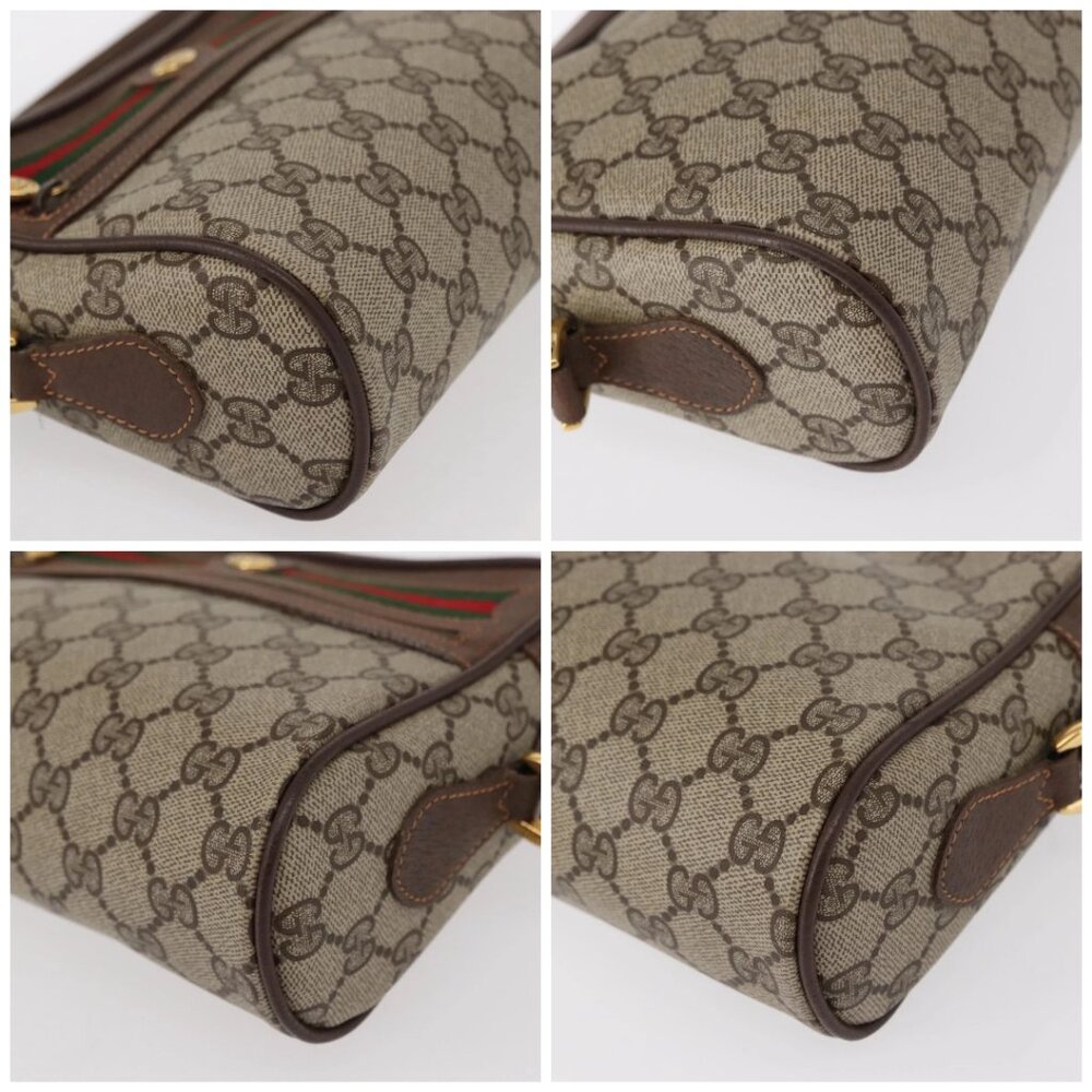 GUCCI GG Supreme Web Sherry Line Bag PVC Beige Red - Picture 16 of 16